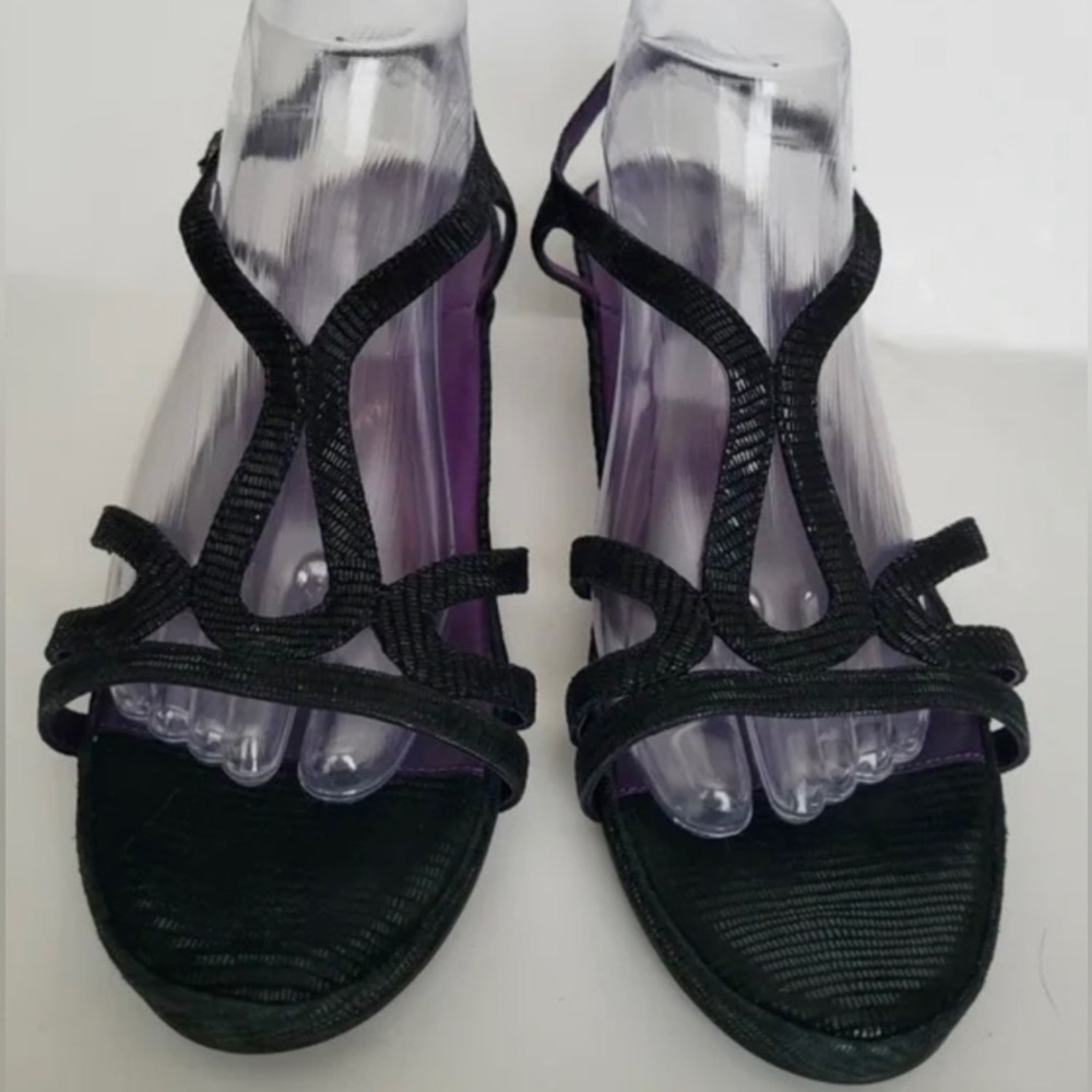 Vaneli Strappy Italian Leather Wedge Sandals 8-8.5 - New - Picture 8 of 9
